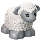 Duplo Wit Sheep (Sitting) met Woolly Coat (73381)