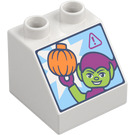 Duplo White Slope 2 x 2 x 1.5 (45°) with Elf and Pumpkin (6474)