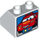 Duplo Weiß Schrägstein 2 x 2 x 1.5 (45°) mit Video Call Screen und Lightning McQueen (6474 / 33246)