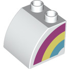 Duplo White Slope 45° 2 x 2 x 1.5 with Curved Side with Rainbow left (11170 / 74969)