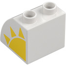 Duplo Blanco Con pendiente 45° 2 x 2 x 1.5 con Curvo Lado con Sun Izquierda (11170 / 101560)