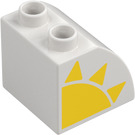 Duplo Blanco Con pendiente 45° 2 x 2 x 1.5 con Curvo Lado con Sun Derecha (11170 / 101561)