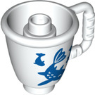 Duplo Wit Tea Cup met Handvat met Blauw Koi carp (27383 / 74825)