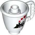 Duplo White Tea Cup with Handle with Train and heart steam (27383 / 38489)