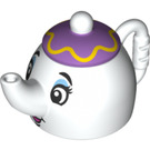 Duplo White Tea Pot with Lid with Mrs Potts Face (35735 / 36608)