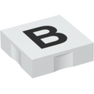 Duplo White Tile 2 x 2 with Side Indents with "B" (6309 / 48462)