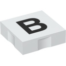 Дупло Бяло Плочка 2 x 2 с отстрани Indents с "B" (6309 / 48462)