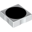 Duplo White Tile 2 x 2 with Side Indents with Black Disc (6309 / 48760)