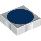 Duplo Weiß Fliese 2 x 2 mit Seite Indents mit Blau Disc (6309 / 48757)