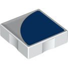 Duplo Weiß Fliese 2 x 2 mit Seite Indents mit Blau Quartal Disc (6309 / 48733)