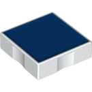 Duplo White Tile 2 x 2 with Side Indents with Blue Square (6309 / 48752)
