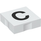 Дупло Бяло Плочка 2 x 2 с отстрани Indents с "C" (6309 / 48470)