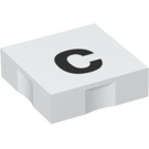 Duplo Weiß Fliese 2 x 2 mit Seite Indents mit "c" (6309 / 48471)