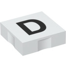 Duplo Weiß Fliese 2 x 2 mit Seite Indents mit "D" (6309 / 48472)