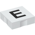 Duplo White Tile 2 x 2 with Side Indents with "E" (6309 / 48474)