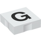 Duplo White Tile 2 x 2 with Side Indents with "G" (6309 / 48478)