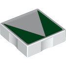 Duplo White Tile 2 x 2 with Side Indents with Green Inverse Isosceles Triangle (6309 / 48774)