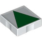 Duplo Weiß Fliese 2 x 2 mit Seite Indents mit Green Isosceles Triangle (6309 / 48727)