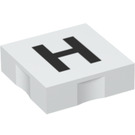 Дупло Бяло Плочка 2 x 2 с отстрани Indents с "H" (6309 / 48480)