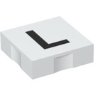 Duplo White Tile 2 x 2 with Side Indents with "L" (6309 / 48520)