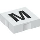 Duplo White Tile 2 x 2 with Side Indents with "M" (6309 / 48526)