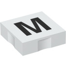 Дупло Бяло Плочка 2 x 2 с отстрани Indents с "M" (6309 / 48526)