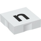 Duplo Weiß Fliese 2 x 2 mit Seite Indents mit "n" (6309 / 48530)