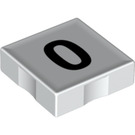Duplo White Tile 2 x 2 with Side Indents with Number 0 (14450 / 48509)