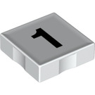 Duplo White Tile 2 x 2 with Side Indents with Number 1 (14441 / 48500)