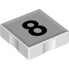 Duplo White Tile 2 x 2 with Side Indents with Number 8 (14448 / 48507)