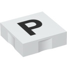 Duplo Weiß Fliese 2 x 2 mit Seite Indents mit "P" (6309 / 48534)
