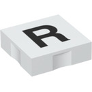 Duplo White Tile 2 x 2 with Side Indents with "R" (6309 / 48548)