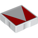Duplo White Tile 2 x 2 with Side Indents with Red Inverse Isosceles Triangle (6309 / 48660)