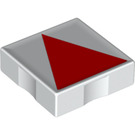 Duplo Weiß Fliese 2 x 2 mit Seite Indents mit rot Isosceles Triangle (6309 / 48665)
