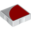 Duplo Weiß Fliese 2 x 2 mit Seite Indents mit rot Quartal Disc (6309 / 48658)