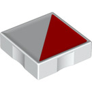 Duplo Weiß Fliese 2 x 2 mit Seite Indents mit rot Right-angled Triangle (6309 / 48663)