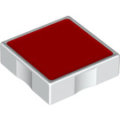 Duplo Weiß Fliese 2 x 2 mit Seite Indents mit rot Platz (6309 / 48657)