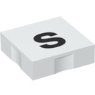Duplo Weiß Fliese 2 x 2 mit Seite Indents mit "s" (6309 / 48553)
