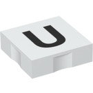 Duplo Weiß Fliese 2 x 2 mit Seite Indents mit "U" (6309 / 48558)