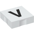Duplo Weiß Fliese 2 x 2 mit Seite Indents mit "V" (6309 / 48561)