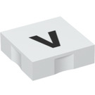 Duplo Weiß Fliese 2 x 2 mit Seite Indents mit "v" (6309 / 48563)
