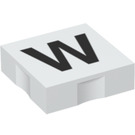 Duplo Weiß Fliese 2 x 2 mit Seite Indents mit "W" (6309 / 48564)