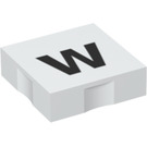 Duplo Weiß Fliese 2 x 2 mit Seite Indents mit "w" (6309 / 48565)