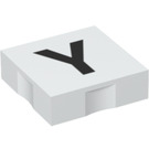 Duplo Weiß Fliese 2 x 2 mit Seite Indents mit "Y" (6309 / 48587)