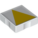 Duplo White Tile 2 x 2 with Side Indents with Yellow Isosceles Triangle (6309 / 48726)