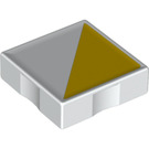 Duplo White Tile 2 x 2 with Side Indents with Yellow Right-angled Triangle (6309 / 48785)
