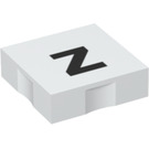 Duplo Weiß Fliese 2 x 2 mit Seite Indents mit "z" (6309 / 48591)