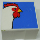 Duplo White Tile 2 x 2 x 1 with Chicken Mosaic Print 15 (2756)