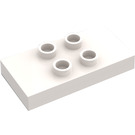 Duplo White Tile 2 x 4 x 0.33 with 4 Center Studs (Thick) (6413)