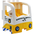 Duplo White Truck Cab with Yellow Bottom with '47' on the front Sticker (48124)